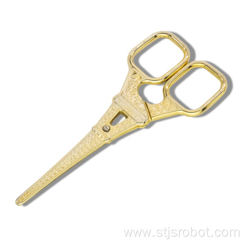 New Design Eiffel Tower Shape Gold Plated Stainless Steel Beauty Scissors